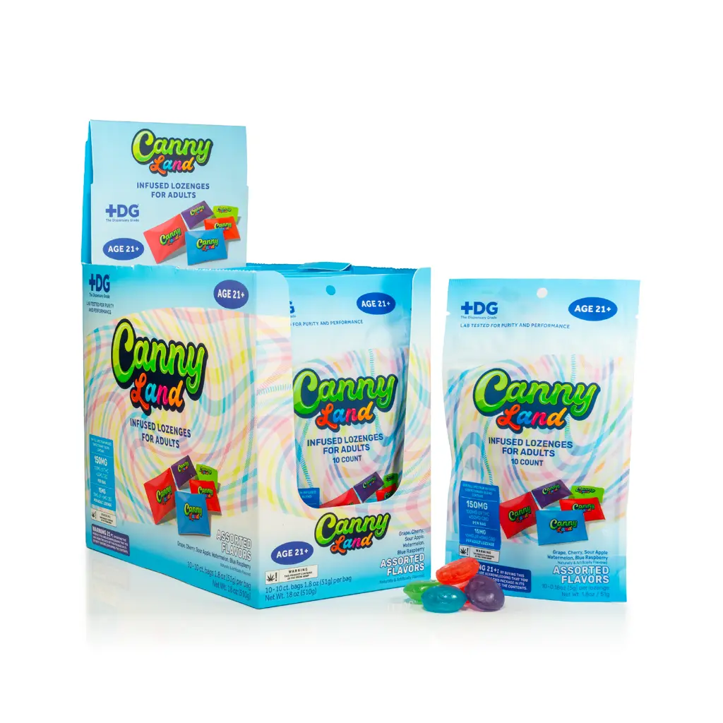 10 ct POS CannyLand Adult Lozenges x 150mg Assorted Flavors