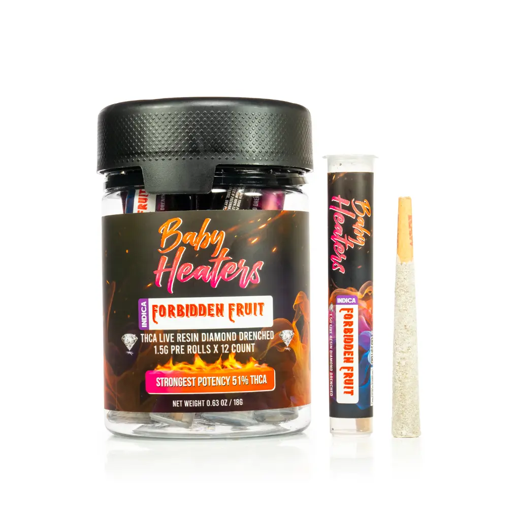 12ct POS Baby Heaters Pre-Roll 1.5g/1Ct Forbidden Fruit