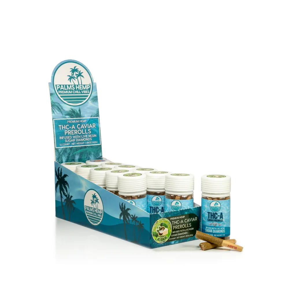 12ct POS Palms THCA Caviar Pre-Roll x 0.5g/7Ct White Coconut Pie