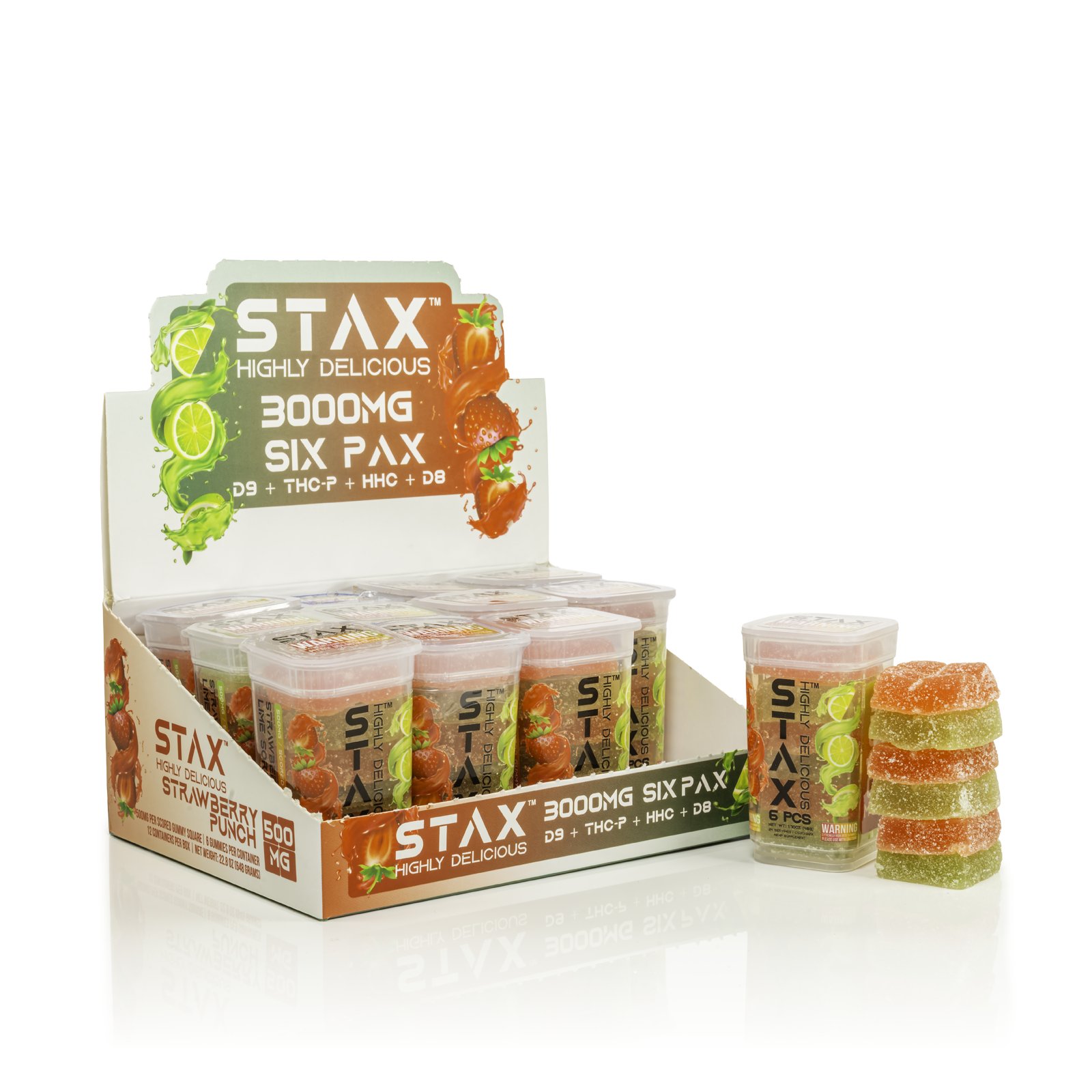 12 ct POS STAX Six Pax 3000mg Strawberry Punch x Lime Sorbet